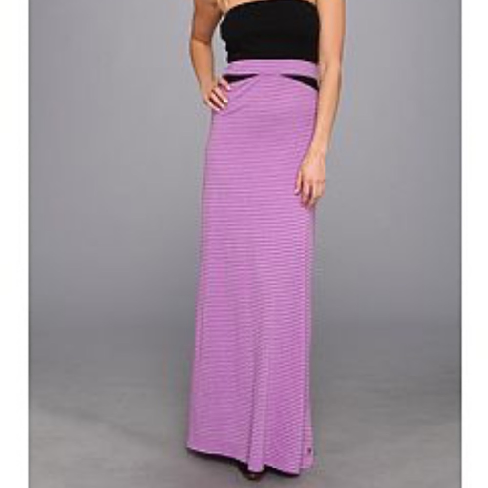 Hurley Lavender Striped Maxi Skirt with Black Waistband